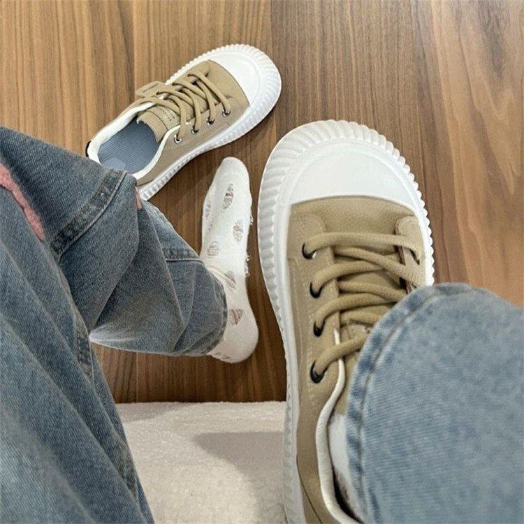 踩屎感板鞋女款2025春秋季新款厚底百搭平底女鞋子休闲学生小白鞋,淘宝优惠券,粉丝福利购,淘宝优惠卷