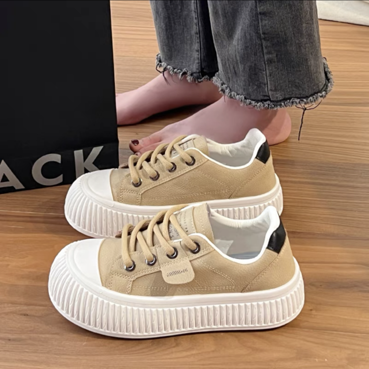 踩屎感板鞋女款2025春秋季新款厚底百搭平底女鞋子休闲学生小白鞋,淘宝优惠券,粉丝福利购,淘宝优惠卷