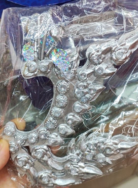 泰国进口手工皇冠发饰耳飞吊坠项链金色云南傣族皇妃新款银白色新