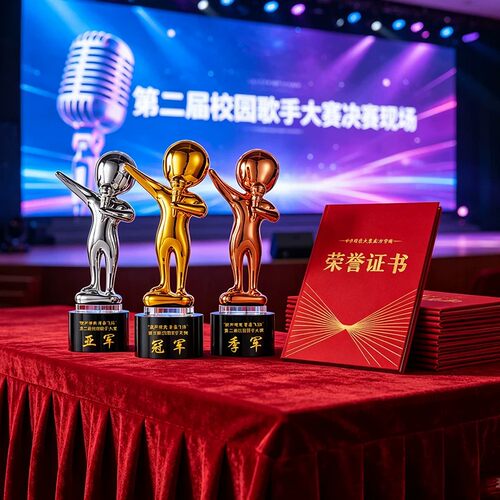 音乐音符水晶奖杯定制唱歌合唱比赛冠军校园十佳歌手颁奖钢琴演讲 - 图2