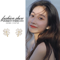 Official flagship store pure silver four-leaf straw cat eye stone ear clip without ear sensual sweet and sweet girl ear decoration