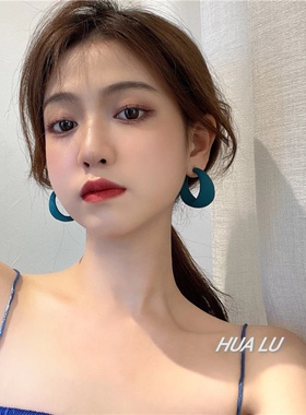 hualu-海棠色小众耳环质感复古