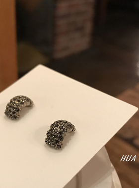 复古黑色钻小众轻奢简约设计耳钉