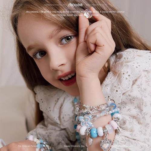 mobee串珠手工diy材料儿童玩具项链首饰女孩海洋之心串珠首饰礼盒 - 图2