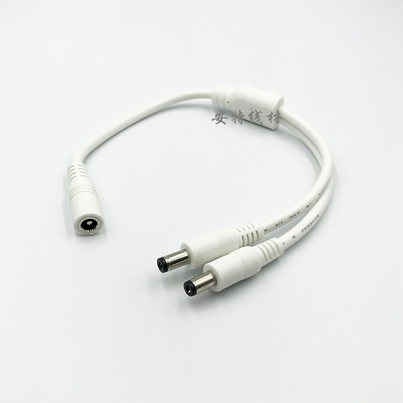 全铜dc一分二监控 12VDC5.5/2.1电源分配线白色延长线dc 一母二公 - 图3