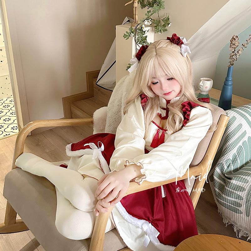 春季 新中式女仆装cosplay服国风新春元宵Lolita可爱大尺码洋装 - 图1