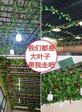 仿真水果藤条假花藤蔓农家院饭店吊顶装饰塑料花藤绿叶树叶蔬菜店