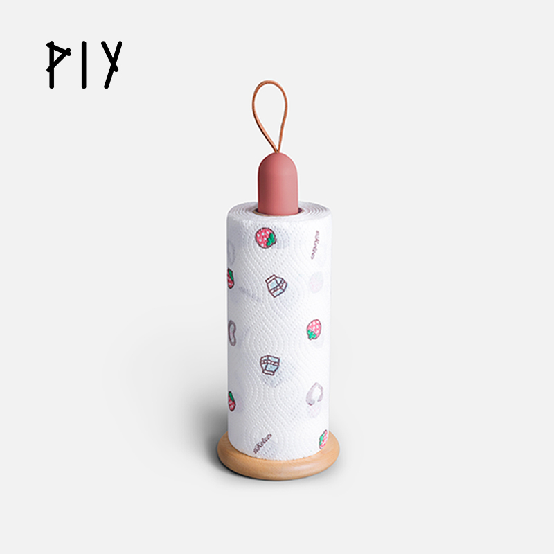 PIY/拼爱玩创意实木立式纸巾架纸巾座北欧简易桌面家用卷筒卷纸架