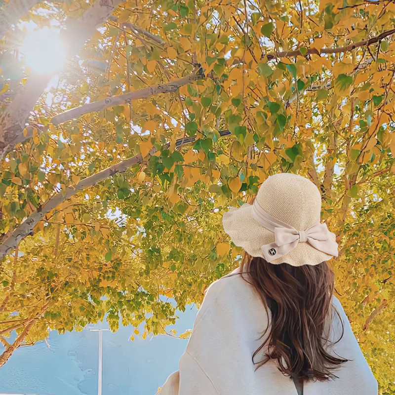 花朵边帽子女夏季遮阳防晒渔夫帽户外旅游春秋防紫外线可折叠凉帽 - 图0