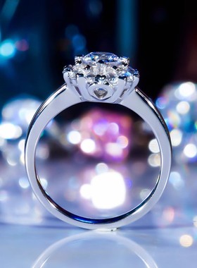 chin铂金莫桑钻繁花戒指