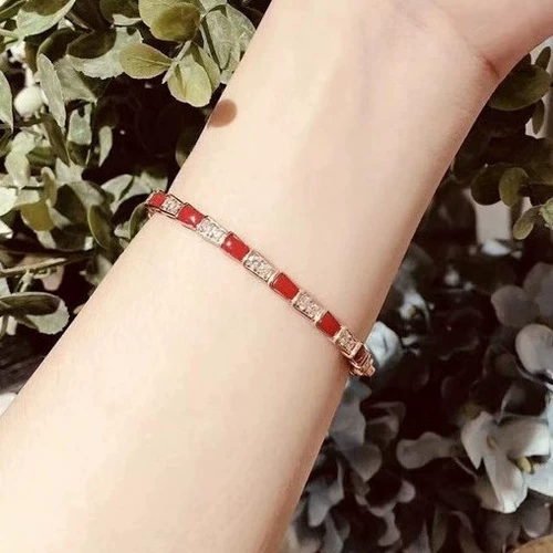 Золотой импортный браслет, 18 карат, розовое золото, США, простой и элегантный дизайн