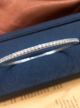 D色莫桑石玫瑰金单排钻手镯