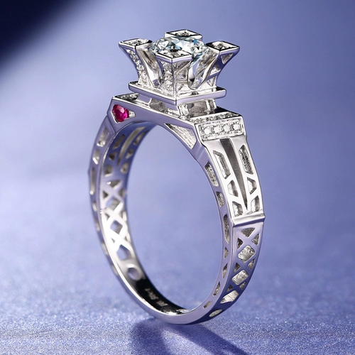 Платиновое импортное рубиновое обручальное кольцо, платина 950 пробы, США