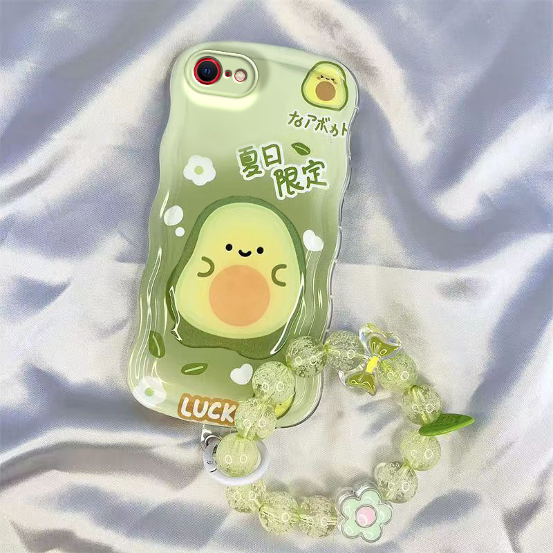 苹果se2/se3手机壳全包波浪边se2/se3女透明软硅胶磨砂防摔外壳套牛油果