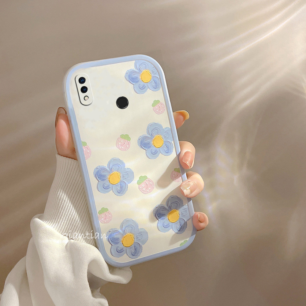 华为畅享9Plus手机壳创意可爱全包闺蜜防摔蓝花畅享9清新JKM-AL00