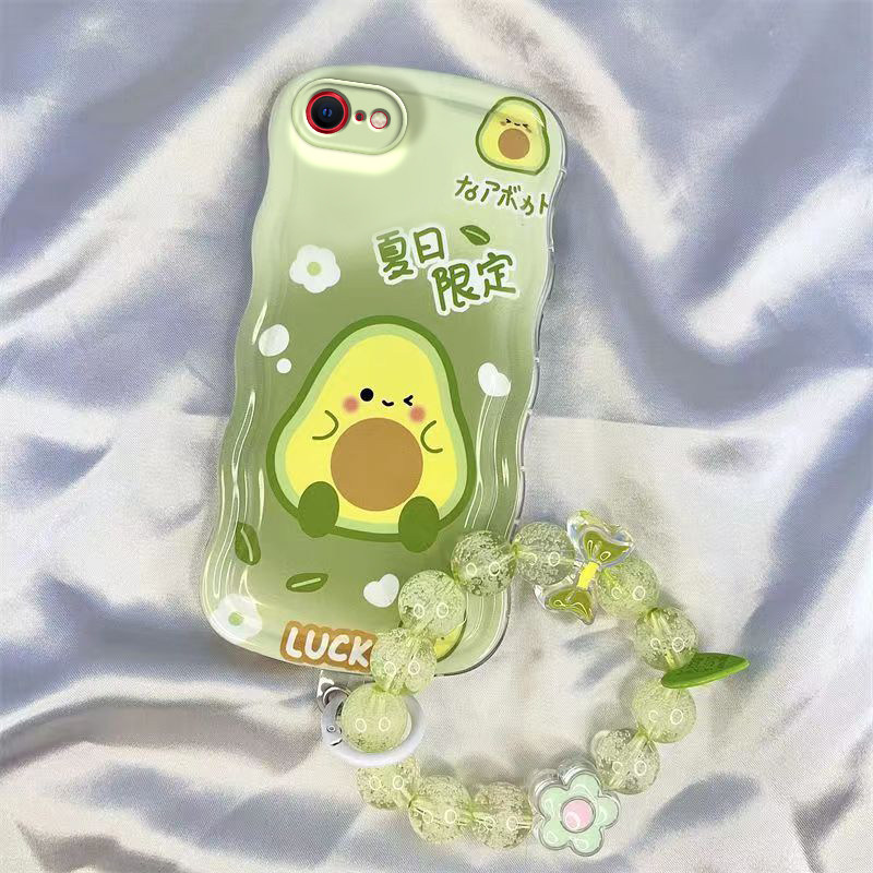 苹果se2/se3手机壳全包波浪边se2/se3女透明软硅胶磨砂防摔外壳套牛油果
