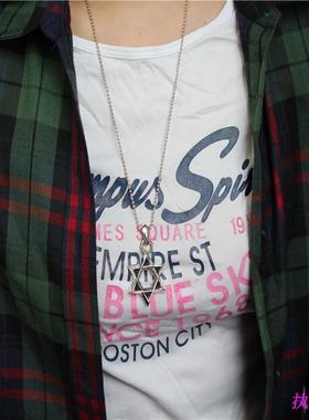 克罗潮牌轻奢男女实心款925纯银ch吊坠情侣六芒星挂坠GD鹿晗项坠