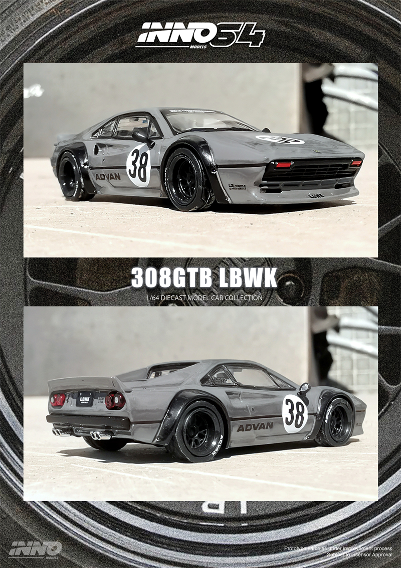 INNO 1:64 LBWK 308 GTB Grey 灰色 仿真合金汽车模型 - 图0