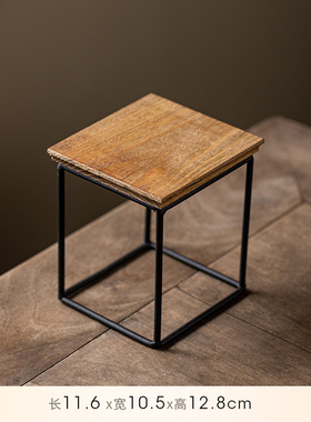 实木铁艺小号博古架子迷你桌面置物架茶几摆件底座工艺礼品摆饰方