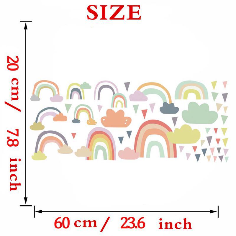INS爆款彩虹云朵雨点墙贴儿童房幼儿园装饰自粘壁画壁饰涂鸦贴纸