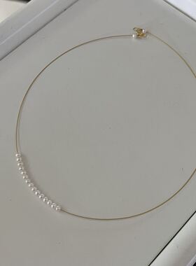 出口日本小众品牌珍珠项链天然淡水珍珠镀金色锁骨链轻奢简约首饰