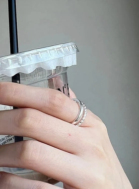 925纯银双层开口戒指女2023年新款ins潮食指戒小众高级感气质指环