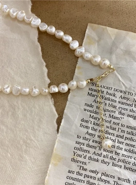 新韩国复古天然珍珠项链 韩版博主网红珍珠项链 巴洛克珍珠项链女