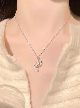 白铜莫比乌斯锆石锁骨链女轻奢小众高级感2025新款生日礼物配饰