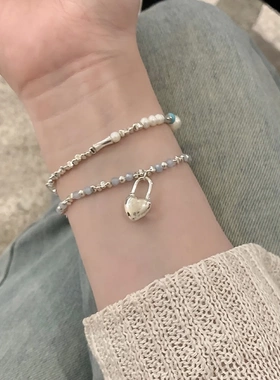 新款精致珍珠碎银子串珠手链女夏季彩色轻奢小众精致设计感手饰