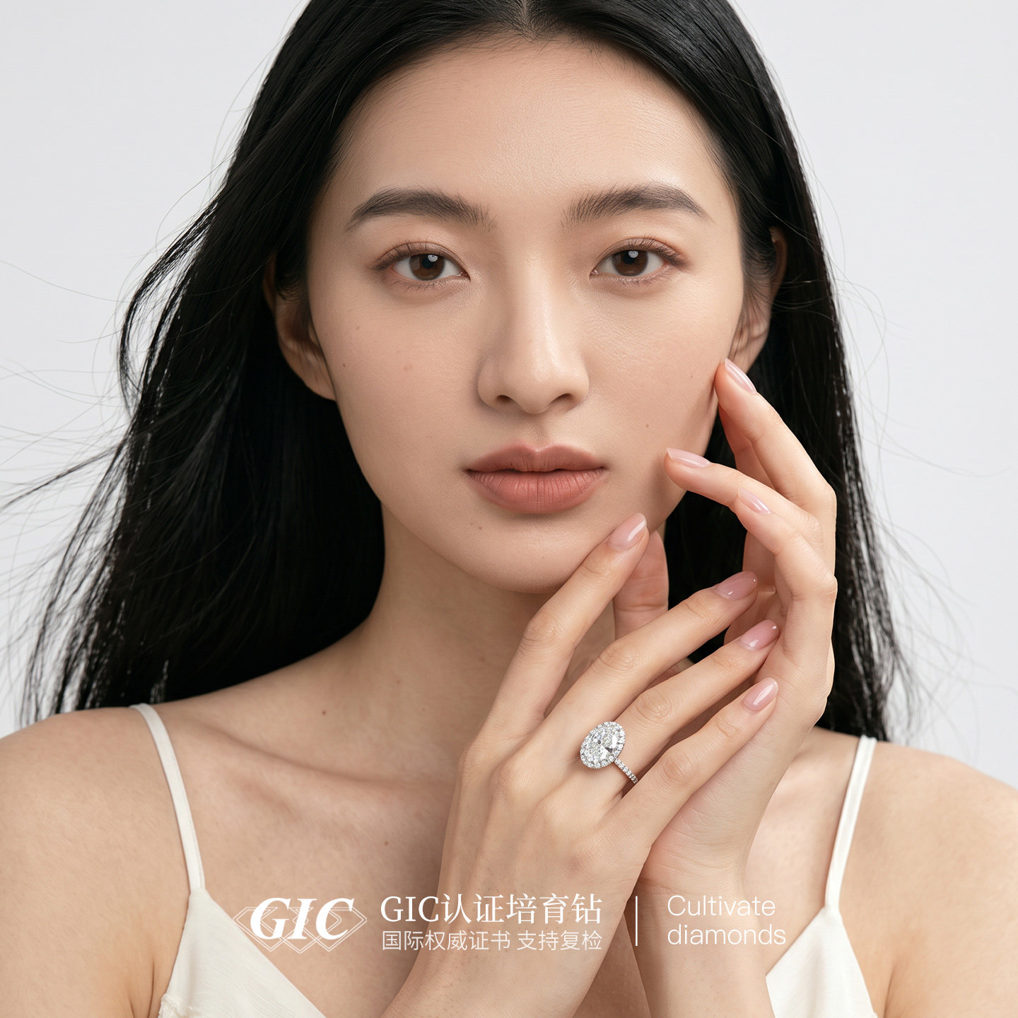 Pigeon egg PT950 platinum artificially cultivated diamond ring one carat diamond ring HW home the one surrounded by diamond ring