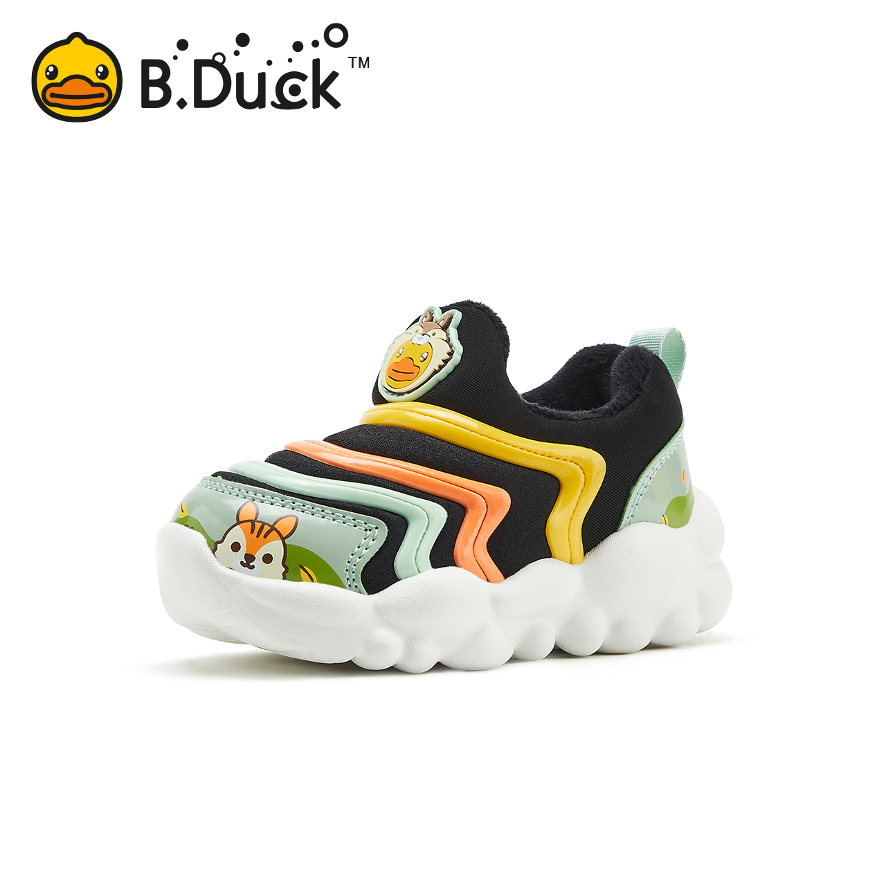 B.Duck小黄鸭童鞋儿童运动鞋男童2024冬季新款女童学步鞋加绒棉鞋