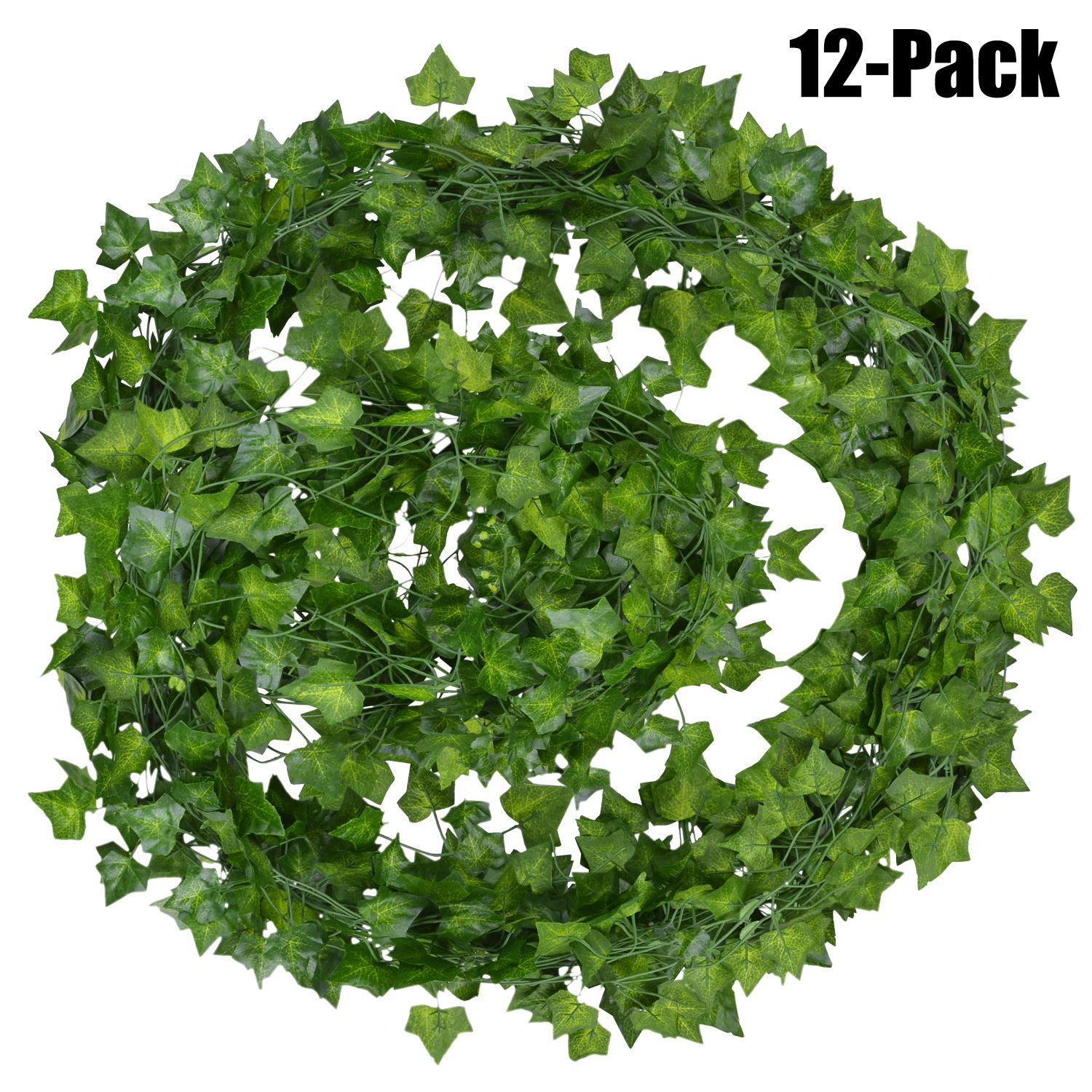 12pcs 2M Ivy green Fake Leaves Garland Plant Vine Foliage - 图0