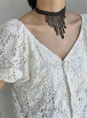 复古重工手镯小米珠串珠流苏项链颈链