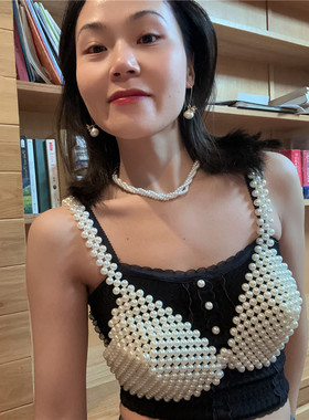 珍珠欧美时尚弧线bra吊带