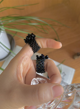 天然小米珠串珠戒指指环