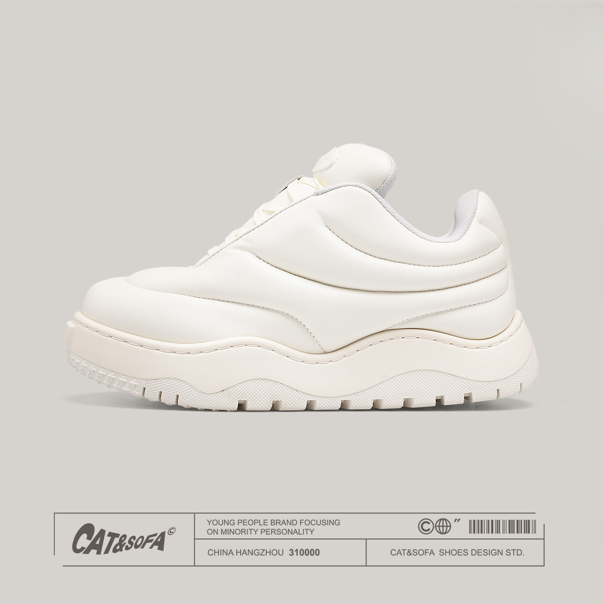 CAT&SOFA/猫与沙发 云朵系列秋冬面包鞋增高百搭情侣胖丁低帮板鞋 - 图1