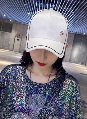 丝光棉质帽子女韩版棒球帽 金色M标鸭舌帽 休闲潮流网红潮牌