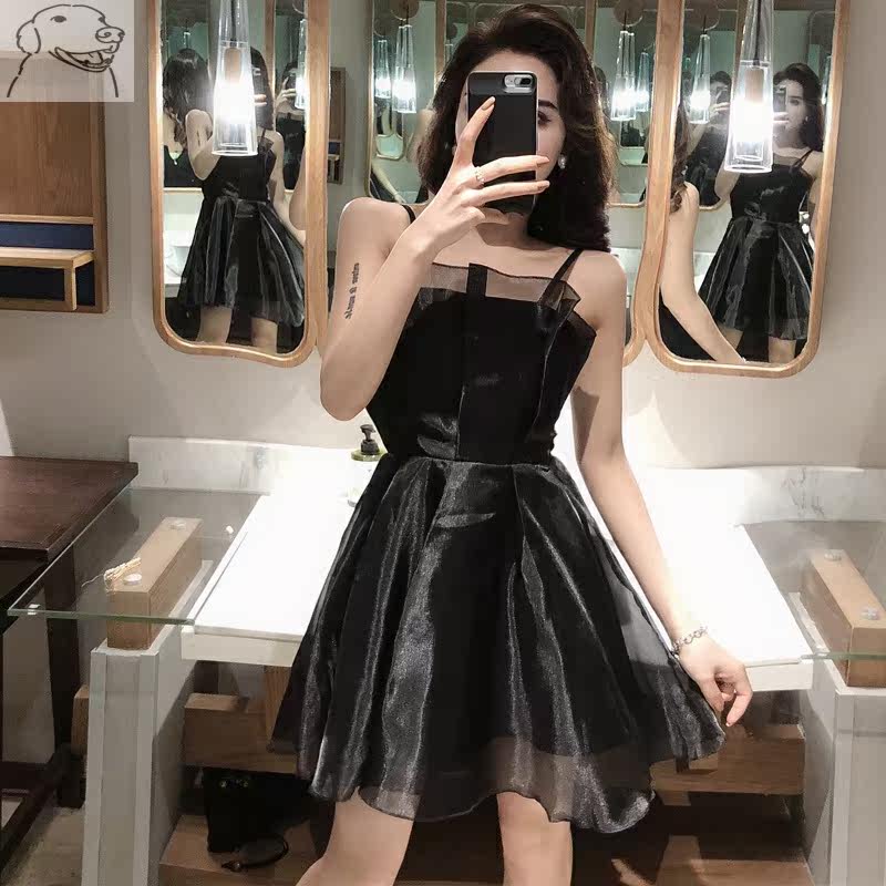 温柔性感超仙少女欧根纱吊带仙女裙 意姗菲连衣裙