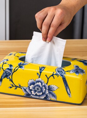 纸巾摆件盒纸巾盒采撷陶瓷工艺品