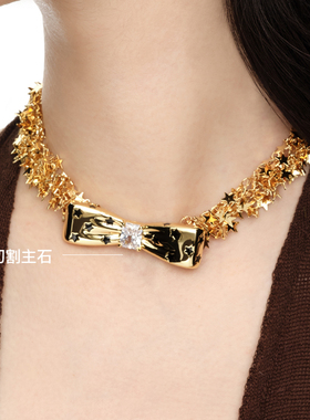 YVMIN尤目星星波点蝴蝶结项链