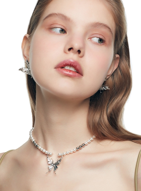 YVMIN尤目珍珠金属珠蝴蝶项链