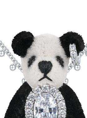 尤目蕾丝间珠链熊猫项链