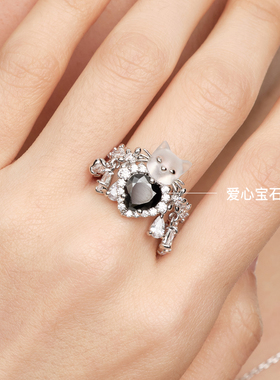 YVMIN尤目 mini爱心猫宝石雏菊戒指女925银设计师生日礼物新品
