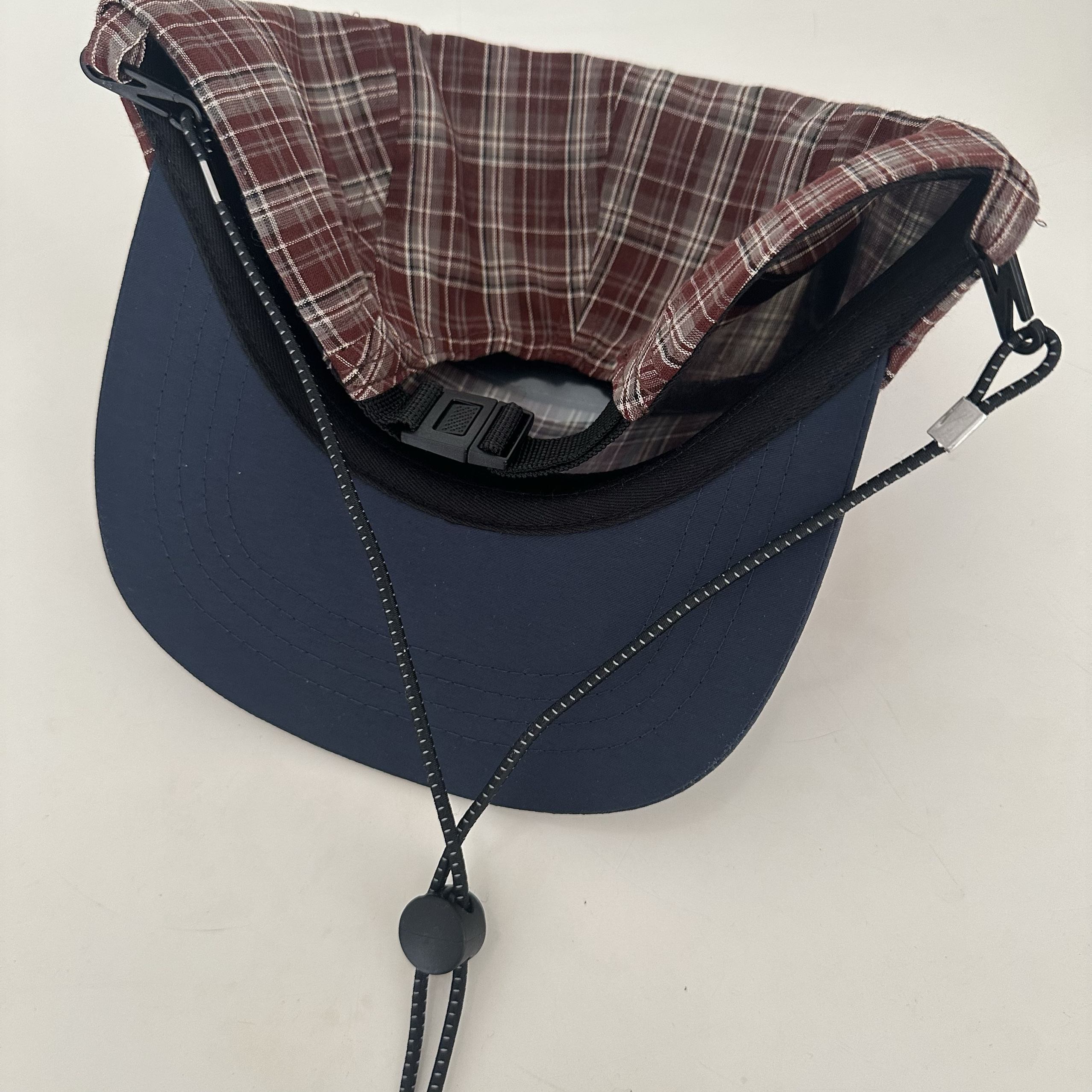 灵魂挚友//Miffy米菲格子帽复古红棕格搭配深蓝俏皮棒球帽平沿帽 - 图0