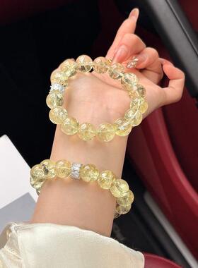 【碎冰冰】天然柠檬黄阿塞水晶手串小清新女款手链饰漂亮独特绝美