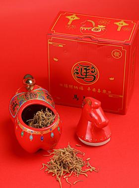 马年国潮创意摆件马上有钱陶瓷茶叶罐客厅玄关酒柜装饰品小礼品盒