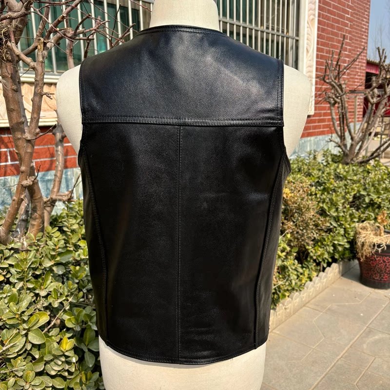 Spring and autumn single style cowhide vest military style
