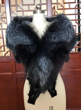 九云梦整皮狐狸毛披肩
