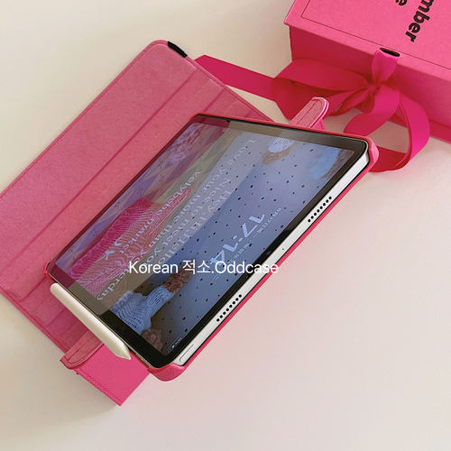 odd「疯狂心动」女团玫粉色 韩系ipad保护套pro11/10.9寸翻盖/旋转书本式air6/10代/10.2/pro13寸皮套壳mini6 - 图1