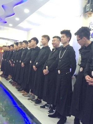 2018潮牌男裙裤男裤发型师男女工作服围裙豹